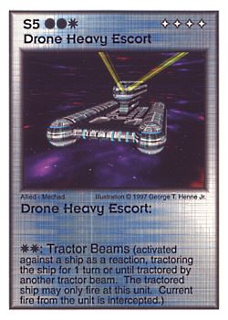 Need: 1    Want: 8    Have: 4    Will Trade: 0    In Storage: 0              S5 ‑ Drone Heavy Escort  Set: AF  Rarity: V2    Artist: George T. Henne Jr.    