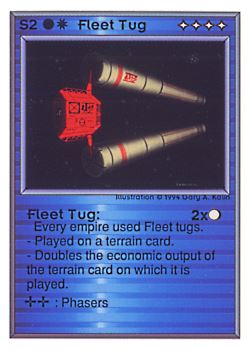 Need: 0    Want: 0    Have: 105 (+22)    Will Trade: 101    In Storage: 50              S2 ‑ Fleet Tug  Set: UE  Rarity: R1    Artist: Gary A. Kalin    