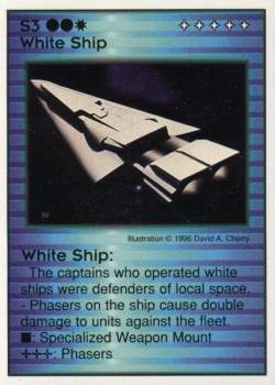 Need: 1    Want: 12    Have: 0    Will Trade: 0    In Storage: 0              S3 ‑ White Ship  Set: Pro0  Rarity: Pro0    Artist: David A. Cherry    