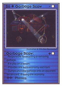 Need: 0    Want: 0    Have: 143 (+47)    Will Trade: 140    In Storage: 35              S6 ‑ Garbage Scow  Set: UE  Rarity: U1    Artist: Ron Rousselle II    
