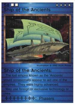 Need: 0    Want: 12    Have: 1    Will Trade: 0    In Storage: 0              S8 ‑ Ship of the Ancients  Set: Pro1  Rarity: Pro1    Artist: Mark Poole    