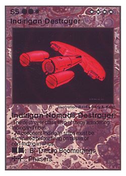 Need: 0    Want: 0    Have: 145 (+101)    Will Trade: 141    In Storage: 36              S5 ‑ Indirigan Destroyer ‑ Indirigan Nomads Destroyer (Grand Chieftain)  Set: UE  Rarity: U1    Artist: Gary A. Kalin    