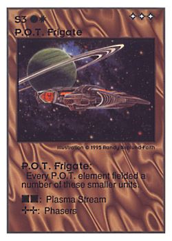 Need: 0    Want: 0    Have: 144 (+49)    Will Trade: 140    In Storage: 59              S3 ‑ P.O.T. Frigate  Set: UE  Rarity: U3    Artist: Randy Asplund‑Faith    
