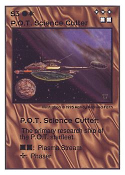 Need: 0    Want: 0    Have: 99 (+37)    Will Trade: 95    In Storage: 38              S3 ‑ P.O.T. Science Cutter  Set: UE  Rarity: R3    Artist: Randy Asplund‑Faith    