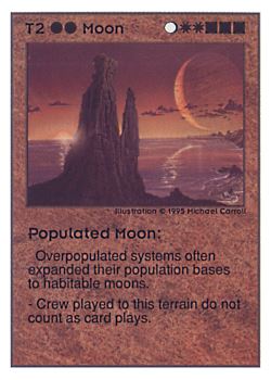 Need: 0    Want: 0    Have: 416    Will Trade: 408    In Storage: 50              T2 ‑ Moon ‑ Populated Moon  Set: UE  Rarity: C1    Artist: Michael Carroll    