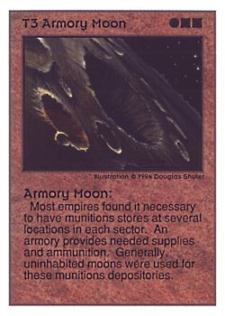 Need: 0    Want: 0    Have: 205 (+44)    Will Trade: 201    In Storage: 81              T3 ‑ Armory Moon  Set: UE  Rarity: VC2    Artist: Douglas Shuler    