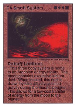 Need: 0    Want: 0    Have: 152 (+52)    Will Trade: 148    In Storage: 70              T4 ‑ Small System ‑ Rabuff Locttoor  Set: UE  Rarity: C2    Artist: Beth Fay    