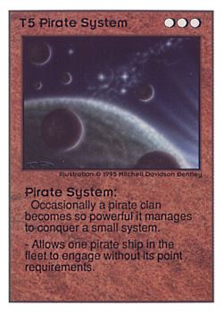 Need: 0    Want: 0    Have: 37 (+10)    Will Trade: 33    In Storage: 5              T5 ‑ Pirate System  Set: UE  Rarity: R2    Artist: Mitchell Davidson Bentley    