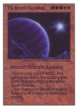 Need: 0    Want: 0    Have: 192 (+127)    Will Trade: 188    In Storage: 81              T5 ‑ Small System ‑ Hcsuar‑Drahcir System  Set: UE  Rarity: VC2    Artist: Mitchell Davidson Bentley    