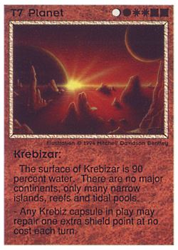 Need: 0    Want: 0    Have: 32 (+31)    Will Trade: 29    In Storage: 23              T7 ‑ Planet ‑ Krebizar  Set: PE  Rarity: V2    Artist: Mitchell Davidson Bentley    