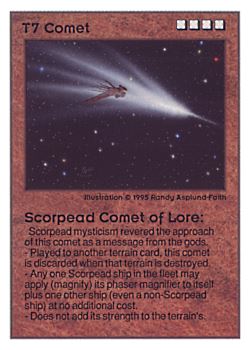 Need: 0    Want: 0    Have: 26 (+8)    Will Trade: 23    In Storage: 21              T7 ‑ Comet ‑ Scorpead Comet of Lore  Set: UE  Rarity: V1    Artist: Randy Asplund‑Faith    