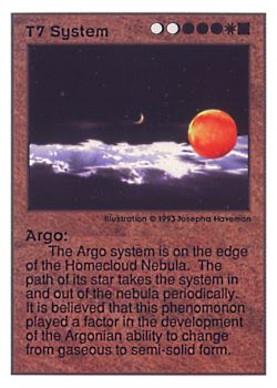 Need: 0    Want: 0    Have: 41 (+4)    Will Trade: 38    In Storage: 30              T7 ‑ System ‑ Argo  Set: UE  Rarity: V1    Artist: Josepha Haveman    